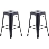 Trendy Barhocker 2er Set Schwarz Metall 60 cm Industriell von BELIANI