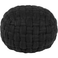 Pouf Schwarz Samtstoff 45 x 35 cm Rund Wohnzimmer Salon Kinderzimmer Schlafzimmer Elegant Modernes Design - Schwarz von BELIANI