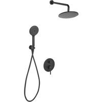 Unterputz Duschset Schwarz Messing mit Armatur Regendusche 3 Strahlarten Duschbrause Einhebelmischer Modern 3 Funktion Duschsystem von BELIANI