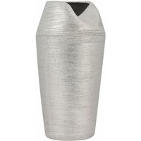 Vase Silber Steinzeug 33 cm Hoch Schlank Rund mit Breiter Öffnung Unregelmässige Form Modern Wohnartikel Dekovase Tischdeko Accessoires - Silber von BELIANI