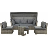 Lounge Set Taupe Auflagen Grau 5-teiliges Modular Polyrattan für Garten für Terrasse für Wintergarten - Grau von BELIANI