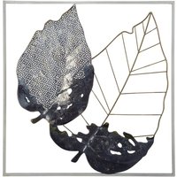Beliani - Wanddekoration schwarz/grau/gold aus Metall Blätter Kombination 50 x 50 cm Quadratisch Modern Beliani - Wanddekoration schwarz/grau/gold aus Metall Blätter Kombination 50 x 50 cm Quadratisch Modern von BELIANI
