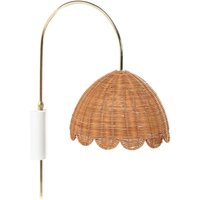 Wandlampe Naturfarben Rattan Geflochtener Schirm Wellenförmiger Rand Vintage Stil Boho Stil Natürlich Wandlampe Nachttischlampe Leselampe von BELIANI