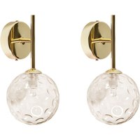 Wandlampen 2er Set Beige u. Gold aus Glas Rund Kugel Glamourös Eleganter Stil Modernes Design für Wohnzimmer Schlafzimmer Flur von BELIANI
