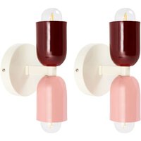 Wandleuchte 2er Set Mehrfarbig Metall 2-Flammig Zylinderform Retro Doppelkopf Wandstrahler für Innenbereich Schlafzimmer Wohnzimmer von BELIANI