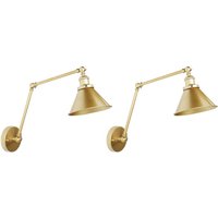 Wandleuchte Gold Metall 2er Set mit langem Schwenkarm verstellbar Trichterform Industrie Look Wandleuchte Gold Metall 2er Set mit langem Schwenkarm verstellbar Trichterform Industrie Look von BELIANI
