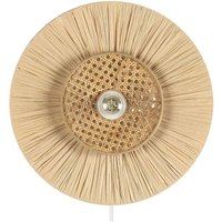 Wandleuchte Natürlich Papier und Rattan Rund Wiener-Geflecht Glühbirnen-Optik Kabel mit Schalter Modern Boho Japandi Skandi Beleuchtung Leuchte Wandleuchte Natürlich Papier und Rattan Rund Wiener-Geflecht Glühbirnen-Optik Kabel mit Schalter Modern Boho Japandi Skandi Beleuchtung Leuchte von BELIANI
