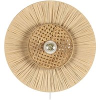 Beliani - Wandleuchte Natürlich Papier und Rattan Rund Wiener-Geflecht Glühbirnen-Optik Kabel mit Schalter Modern Boho Japandi Skandi Beleuchtung von BELIANI