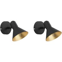 Wandleuchte Schwarz und Gold Metall 2er Set verstallbar Trichterform Industrie Look Moderne Deckenleuchte von BELIANI