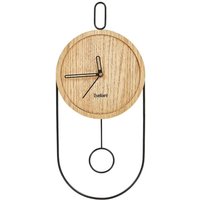 Wanduhr Hellbraun mdf und Metall Oval Holzoptik mit Pendel Zeigern Sekundenzähler Batteriebetrieben ohne Zahlen Indizes Retro-Design Pendeluhr von BELIANI