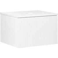 Waschbeckenunterschrank Weiß 60 x 52 cm mit Schubladen Geriffelte Optik Modernes Design Hängeschrank Bad Unterschrank für Badezimmer Waschbeckenunterschrank Weiß 60 x 52 cm mit Schubladen Geriffelte Optik Modernes Design Hängeschrank Bad Unterschrank für Badezimmer von BELIANI