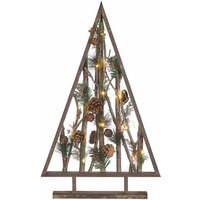 Beliani - Weihnachtsdekoration Dunkelbraun Kiefernholz 62 cm mit LED-Beleuchtung zum Aufstellen Tannenbaumform Deko Adventsdekoration Tischdeko von BELIANI