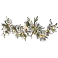 Weihnachtsgirlande Weiß Kunststoff 180 cm mit led Beleuchtung Timer Schnee batteriebetrieben Weihnachtsdeko für Kamin Treppe Geländer Fenster Innen Weihnachtsgirlande Weiß Kunststoff 180 cm mit led Beleuchtung Timer Schnee batteriebetrieben Weihnachtsdeko für Kamin Treppe Geländer Fenster Innen von BELIANI