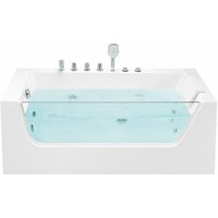 Whirlpool-Badewanne Rechts Weiß 170 x 80 cm aus Sanitäracryl Sichtfenster und Kopfstütze Rechteckig Badezimmerzubehör Modernes Design - Silber von BELIANI