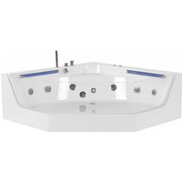 Whirlpool-Badewanne Weiß 211 x 150 cm Eckmodell mit led mit 7 Farben Sanitäracryl Badezimmer - Silber von BELIANI