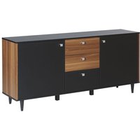 Sideboard Schwarz/dunkler Holzfarbton Faserplatte Schubladen Schränke Metallgriffe modernes Design Schlafzimmer Wohnzimmer Aufbewahrung von BELIANI