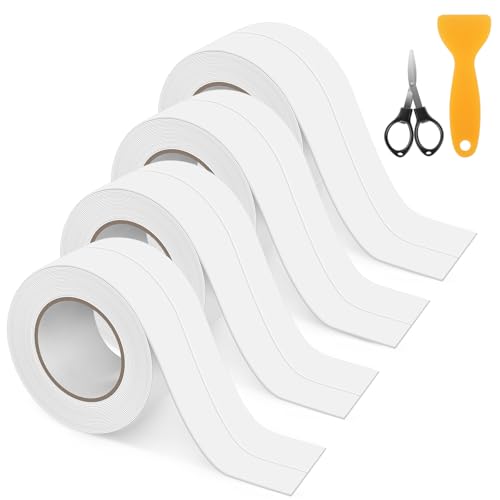 BELICOO 4 Rollen Dichtungsband Selbstklebend, Wasserdichtes Dichtungsband Dusche, PVC Dichtband für Badezimmer, Toilette, Badewanne, Waschbecken, Wandecke, Küche mit Dichtungswerkzeug (38 mm x 3,2 m) von BELICOO
