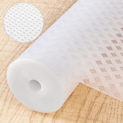 BELICOO Schubladenmatte 30 x 610cm, Eva Antirutschmatte Schubladen, DIY Schneidbar Wasserfest Antirutschmatte Schubladen für Kühlschrank Schubladen Regale (Transparent, Raute, 30x610CM) von BELICOO