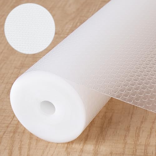 BELICOO Schubladenmatte 44.5 x 610cm, Eva Antirutschmatte Schubladen, DIY Schneidbar Wasserfest Antirutschmatte Schubladen für Kühlschrank Schubladen Regale (Runder Punkt, 44.5x610CM) von BELICOO