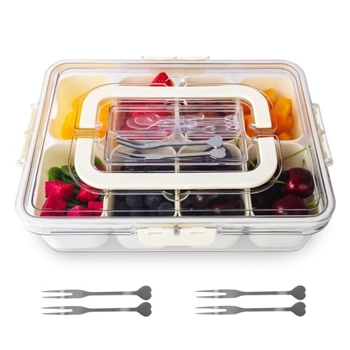 BELICOO Snackbox mit Fächern, Snackschale mit Deckel, Snackschale mit Deckel und Griff Snackteller mit 8 fächern Snacktablett Organizer für SüßIgkeiten Candy Veggie Keks Nüsse Desserts Obst BELICOO Snackbox mit Fächern, Snackschale mit Deckel, Snackschale mit Deckel und Griff Snackteller mit 8 fächern Snacktablett Organizer für SüßIgkeiten Candy Veggie Keks Nüsse Desserts Obst von BELICOO
