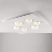 Megan - Deckenleuchte aus weiß lackiertem Metall mit integrierten LED-Silikondiffusoren 6 Lichter H.5 - Ø65 - BL243-PL6-BCO von BELIGHT
