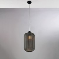 Krizia – Pendelleuchte schwarz, Glas grau verspiegelt mit Streifendekor, Ø20, 1-flammig – BL310-S1-SP von BELIGHT