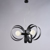 Peter - Pendelleuchte aus schwarz lackiertem Eisen mit lasergeschnittenen Bändern und verstellbarem Stahlkabel 3 Lichter 130 - Ø48 - BL306-3-NR von BELIGHT