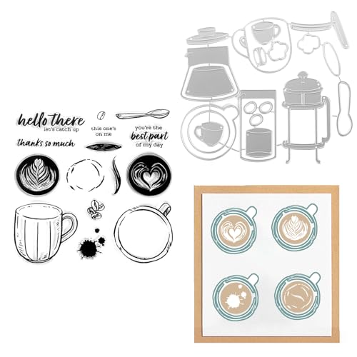 Metall Schneiden Sterben Und Stempel Set Kaffeemuster, Scrapbooking DIY Geburtstage Fotoalbum Kunst Handwerk Stamping Supplies, Metall Stanzformen für Dekoratives Prägen Kartenherstellung von BELIHOME