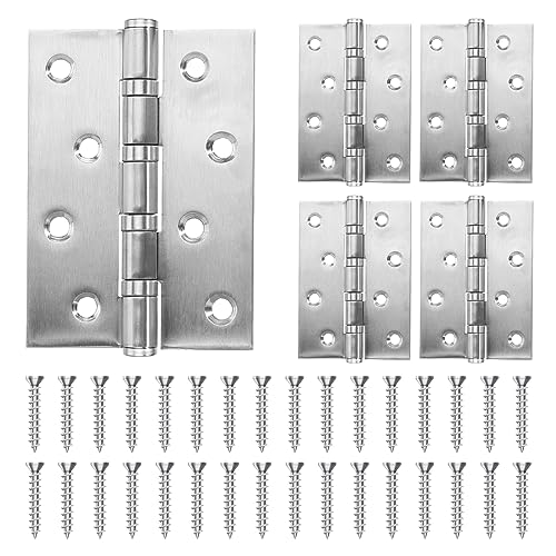 Scharnier Edelstahl, 4 Stücke Scharniere Schwerlast Edelstahl 304 Edelstahl Tür Scharnier, Türscharniere für Holztüren mit 32 Schrauben für Haustüre Zimmertür(10cm x 7.5cm) von BELIHOME