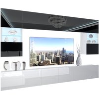 BELINI Wohnwand Vollausstattung Wohnzimmer-Set Moderne Schrankwand mit LED-Beleuchtung Anbauwand TV-Schrank Schwarz/Weiß von BELINI
