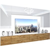 BELINI Wohnwand Vollausstattung Wohnzimmer-Set Moderne Schrankwand mit LED-Beleuchtung Anbauwand TV-Schrank Weiß Top/Eiche Wotan BELINI Wohnwand Vollausstattung Wohnzimmer-Set Moderne Schrankwand mit LED-Beleuchtung Anbauwand TV-Schrank Weiß Top/Eiche Wotan von BELINI