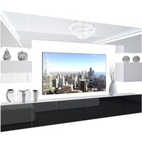 BELINI Wohnwand Wohnzimmer-Set Vollausstattung Moderne Schrankwand mit LED-Beleuchtung Anbauwand TV-Schrank Weiß/Schwarz BELINI Wohnwand Wohnzimmer-Set Vollausstattung Moderne Schrankwand mit LED-Beleuchtung Anbauwand TV-Schrank Weiß/Schwarz von BELINI