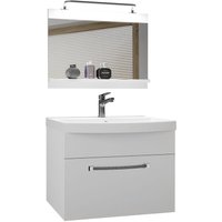 Badezimmer Badmöbel Set Vollausstattung mit Waschbecken Unterschrank Waschtisch Spiegel Lampe Möbel Weiß, Matt - Belini von BELINI