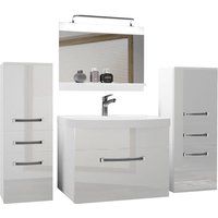 Badezimmer Badmöbel Set Vollausstattung mit Waschbecken Unterschrank Waschtisch Spiegel Lampe Möbel Weiß Glänzend - Belini Badezimmer Badmöbel Set Vollausstattung mit Waschbecken Unterschrank Waschtisch Spiegel Lampe Möbel Weiß Glänzend - Belini von BELINI