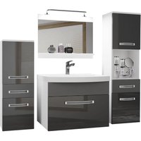 Belini Badezimmer Badmöbel Set Vollausstattung mit Waschbecken Unterschrank Waschtisch Spiegel Lampe Möbel Grau Grau Glänzend Matt Belini Badezimmer Badmöbel Set Vollausstattung mit Waschbecken Unterschrank Waschtisch Spiegel Lampe Möbel Grau Grau Glänzend Matt von BELINI