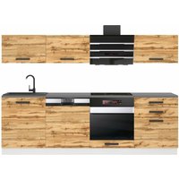 Belini Küchenzeile Küchenblock Linda - Küchenmöbel 240 cm Einbauküche Vollausstattung ohne Elektrogeräten mit Hängeschränke und Unterschränke, ohne von BELINI