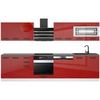 Küchenzeile Küchenblock Lucy - Küchen-Möbel 300 cm Küche komplett ohne Elektrogeräten mit Hängeschränke und Unterschränke Mit Arbeitsplatten Rot von BELINI