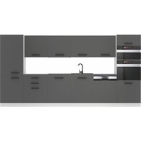 Belini Küchenzeile Küchenblock Naomi - Küchenmöbel 360 cm Einbauküche Vollausstattung ohne Elektrogeräten mit Hängeschränke und Unterschränke, ohne von BELINI