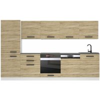 Belini Küchenzeile Küchenblock Rose - Küchenmöbel 300 cm Einbauküche Vollausstattung ohne Elektrogeräten mit Hängeschränke und Unterschränke, mit von BELINI