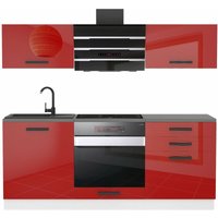 Küchenzeile Küchenblock Sophia - Küchenmöbel 180 cm Einbauküche ohne Elektrogeräten mit Hängeschränke und Unterschränke, ohne Arbeitsplatten, Rot von BELINI
