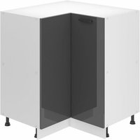 Unterschrank Küche, Küchenunterschrank 90 cm Breite. snp Küchenunterschrank ohne Arbeitsplatte. Eckschrank Küche mit 1 Tür, Silber Hochglanz - Belini von BELINI