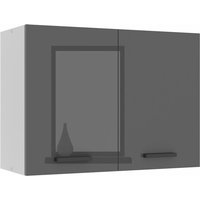 Hängeschrank Küche, Küchenschränke sg. Breite 80 cm. Oberschrank mit 2 Türen, Küchenhängeschränke, Wandschrank Hängend, Silber Hochglanz - Belini von BELINI