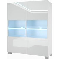 Kommode Sideboard Wohnzimmer Schlafzimmer Schrank Hochschrank mit LED-Leuchten Super-Soft-Touch-System zum sanften Schließen Aller Scharniere (Weiß) von BELINI