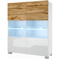 Kommode Sideboard Wohnzimmer Schlafzimmer Schrank Hochschrank mit LED-Leuchten Super-Soft-Touch-System zum sanften Schließen Aller Scharniere (Wotan von BELINI