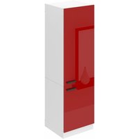 Kühlschrank Schrank Hochschrank Küche ssl. 60 cm Breite und 204 cm Höhe. Einbauschrank für Kühlschrank mit 2 Türen, Rot Hochglanz - Belini von BELINI