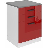 Unterschrank Küche, Küchenunterschrank 60 cm Breite. sdsz Küchenunterschrank mit Arbeitsplatte. Küchenschrank mit Schubladen, Rot Hochglanz - Belini von BELINI