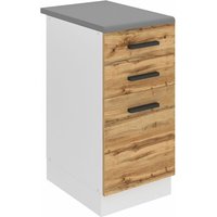 Unterschrank Küche Küchenunterschrank 40 cm Breite Küchenschränke mit Arbeitsplatte Küchenschrank mit Schubladen Wotan-Eiche - Belini von BELINI