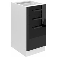 Unterschrank Küche Küchenunterschrank 40 cm Breite Küchenschränke ohne Arbeitsplatte Küchenschrank mit Schubladen Schwarz Hochglanz - Belini von BELINI
