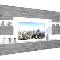 Belini - Wohnwand Vollausstattung Wohnzimmer-Set Moderne Schrankwand mit LED-Beleuchtung Anbauwand TV-Schrank Glamour Holz von BELINI