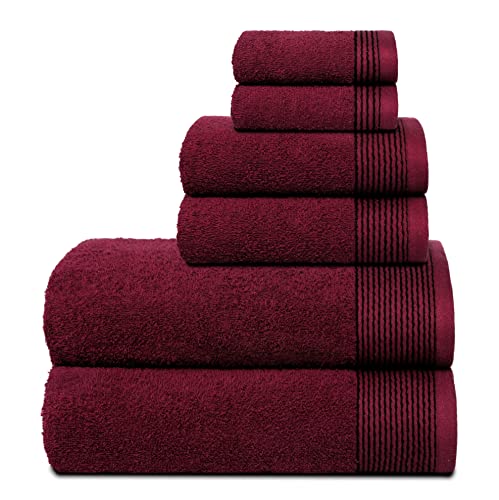 BELIZZI HOME 6-teiliges Handtuch-Set aus 100% Baumwolle, ultraweich, enthält 2 Badetücher 71,1 x 139,7 cm, 2 Handtücher 40,6 x 61 cm und 2 Waschlappen 30,5 x 30,5 cm, kompakt, leicht und sehr von BELIZZI HOME